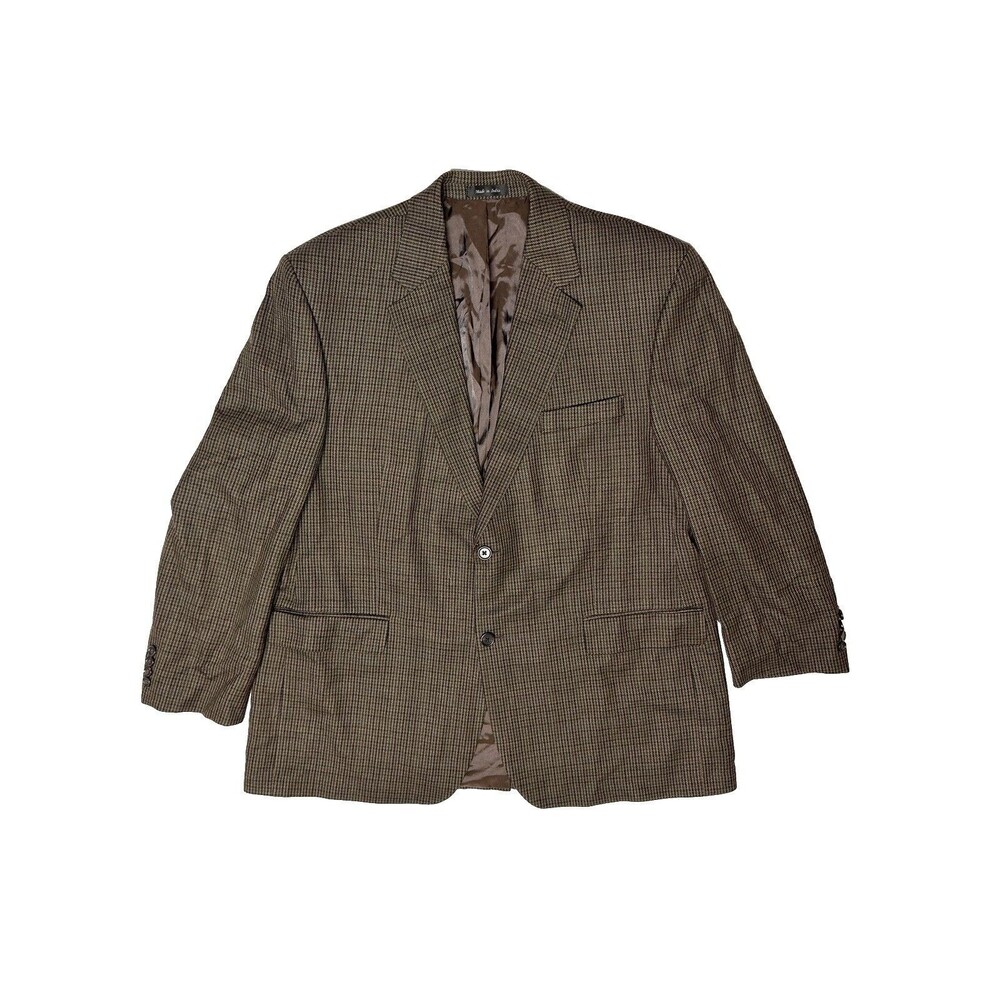 Lauren Ralph Lauren Mens Brown Wool Blazer Sport Coat Houndstooth Plaid 44R